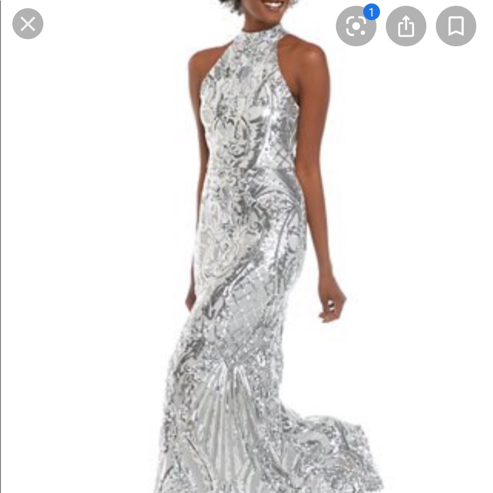 Sequins Silver Halter dress